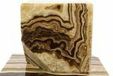 Swirling Polished Chocolate Calcite Cube w/ Base - Pakistan #334976-6